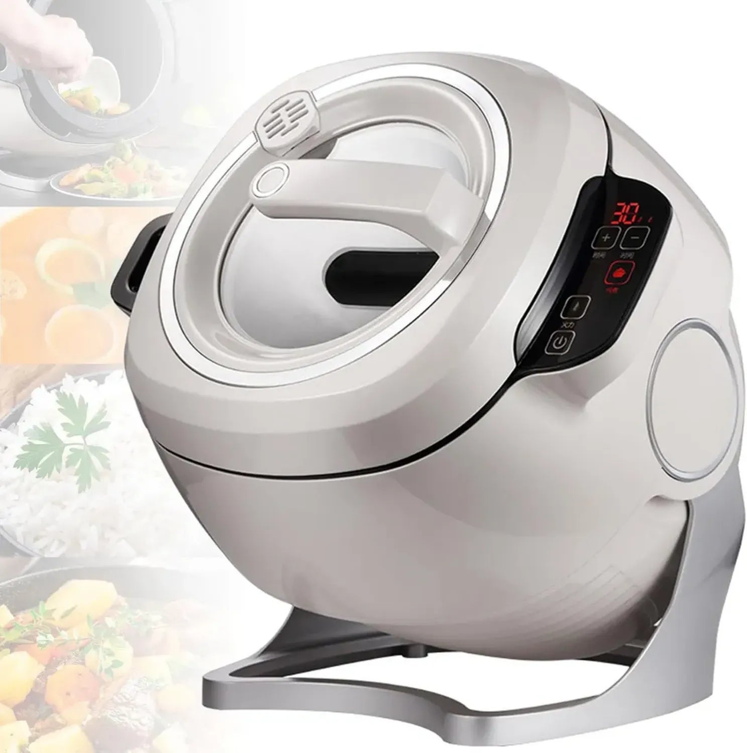 Robot Culinaire Multifonction 6L, Revêtement Antiadhésif, Minuterie et Puissance Réglables, Mélange Automatique 360°, Écran Tactile 2000W pour Cuisson Sauté, Mijotage, Soupe