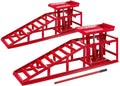 Rampes d'Accès Arebos avec Cric Hydraulique 2T - Élévateur Auto XXL Sécurisé, Largeur 257 mm, Hauteur Réglable, Rouge