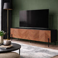 Meuble TV Vintage Sequoia en Noyer avec Rangement et Pieds Métal Noir, Design Chic pour Salon, 180 x 41 x 60 cm