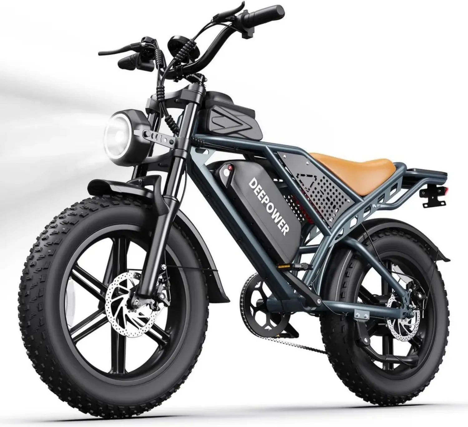 Vélo Électrique Adulte DEEPOWER QS7, Pneu Large 20'' x 4.0, Batterie Amovible 48V, Autonomie jusqu'à 250KM, 7 Vitesses, Doubles Amortisseurs Hydrauliques