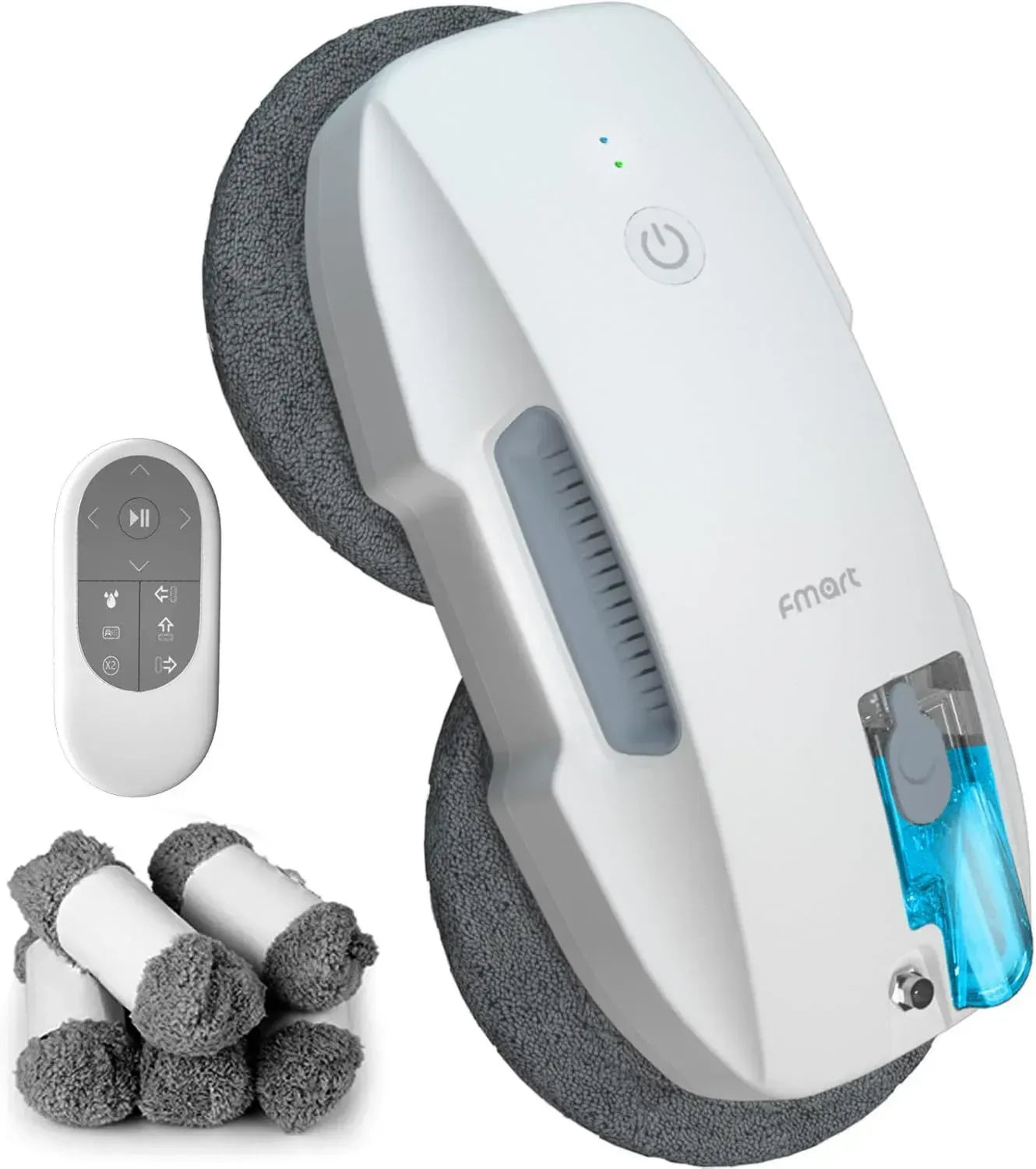 Robot lave-vitres automatique Fmart T9 avec aspiration 3800pa et sécurité triple, télécommande inclus, blanc