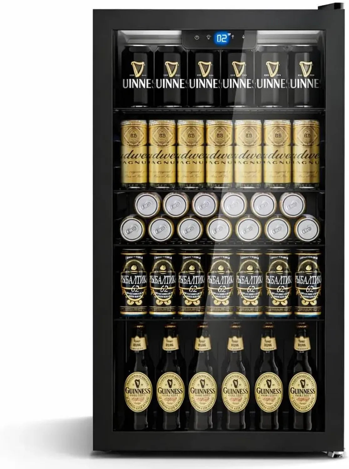 Réfrigérateur à Boissons TRIUMPHKEY 95L, Sans Givre, Porte Vitrée, 4 Étagères Ajustables, Capacité 130 Canettes