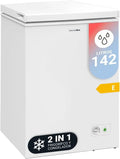 Congélateur Réfrigérateur 2 en 1 142L Blanc avec Système Silencieux et Contrôle Mécanique