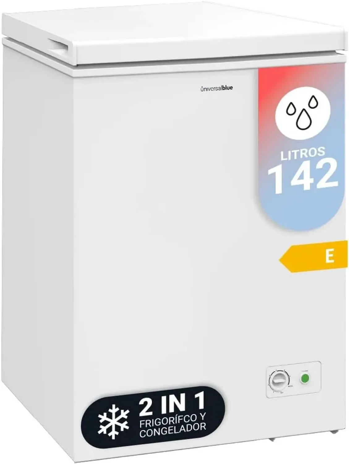 Congélateur Réfrigérateur 2 en 1 142L Blanc avec Système Silencieux et Contrôle Mécanique