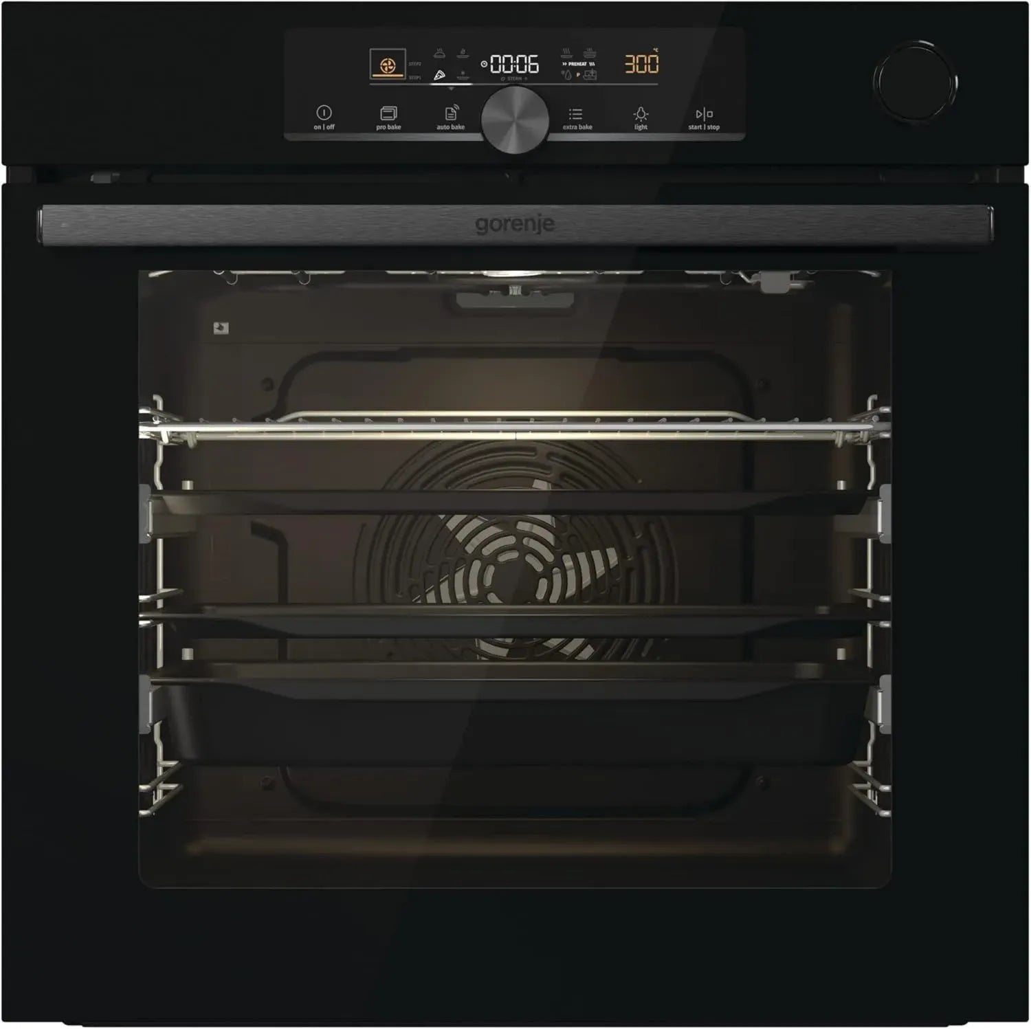 Four Gorenje 77L Pyrolyse avec SteamAssist et Mode Pizza 300°C - Écran Tactile - Noir