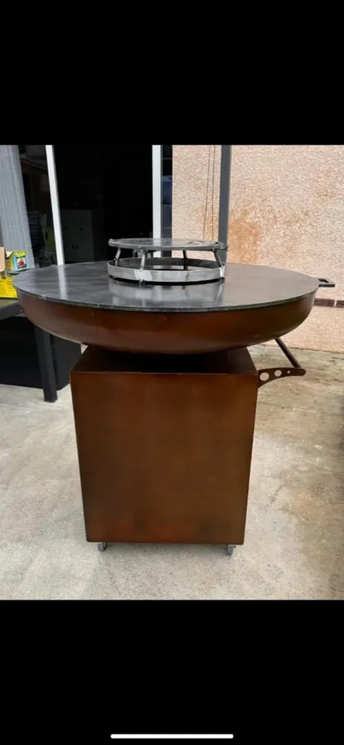Barbecue Plancha en Acier Corten avec Brasero