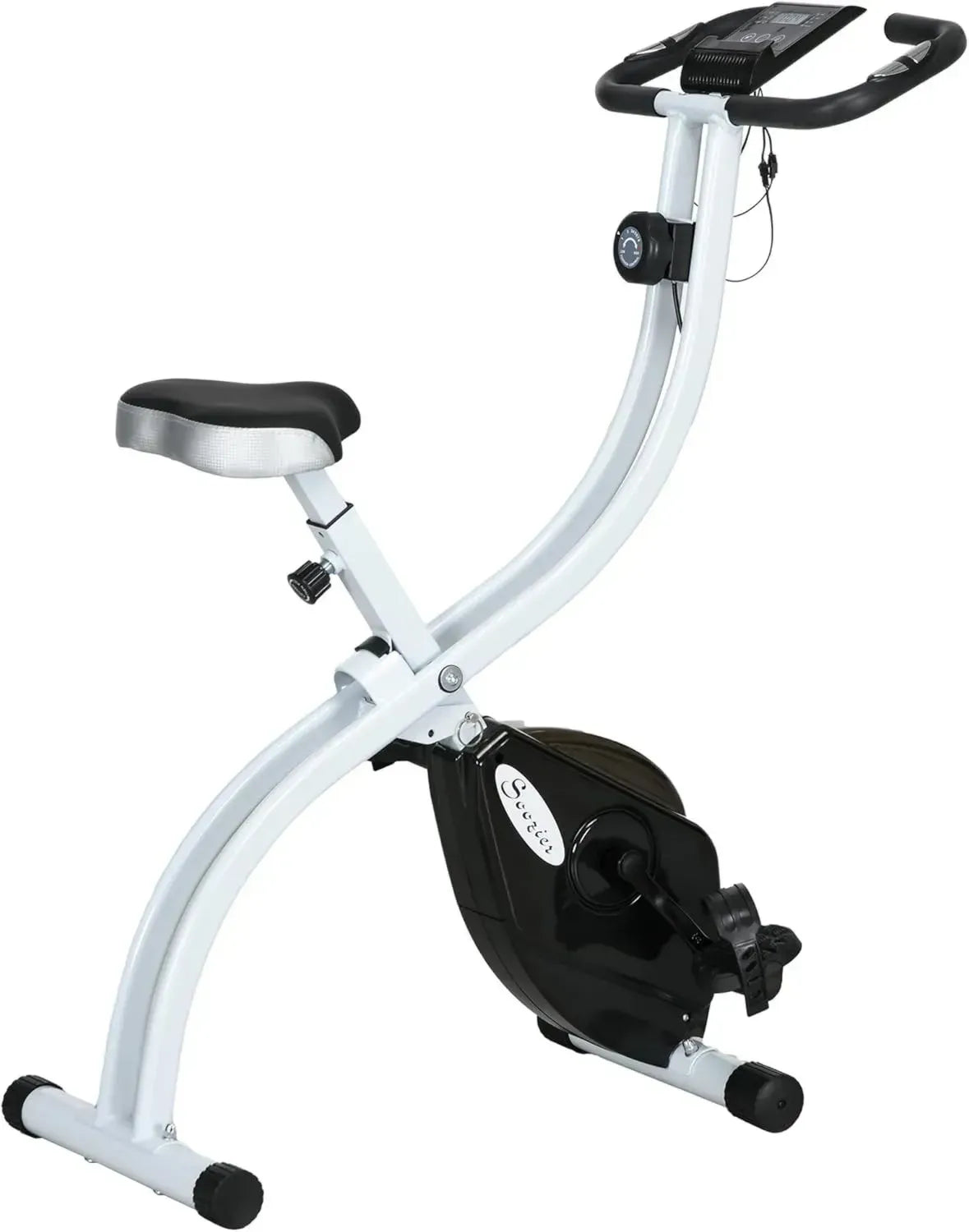 Vélo d'appartement pliant SPORTNOW avec résistance magnétique 8 niveaux, selle ajustable, écran LCD et support tablette