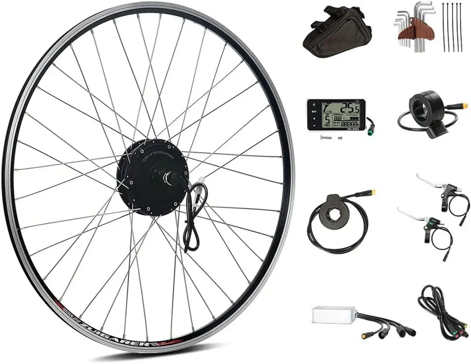 Kit de Conversion E-Bike SEASON 26''/27,5''/28'' 36V 350W, Moteur de Roue Arrière pour Vélo Électrique avec Cassette 8/9/10 Vitesses