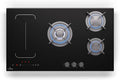 Klarstein MultiChef Plaque de Cuisson 5 Zones, Induction et Gaz, Flexzone, Stop&Go, Minuterie, Fonte, Noir, 87,5 cm