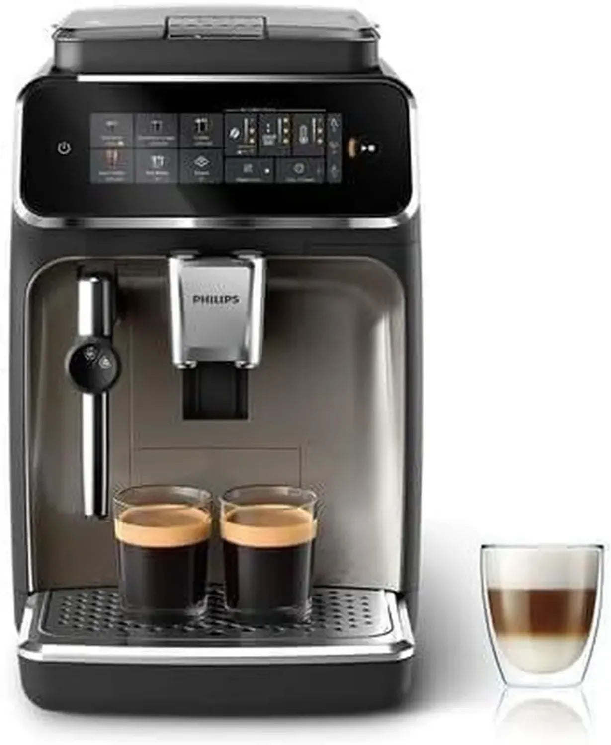 Machine à Café Philips Série 3300 avec Broyeur en Céramique et Mousseur à Lait - Noir Chrome