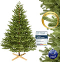 Sapin de Noël Artificiel 180 cm Premium avec Support Bois FSC, Épicéa Scandinave Injecté, Fabriqué en UE