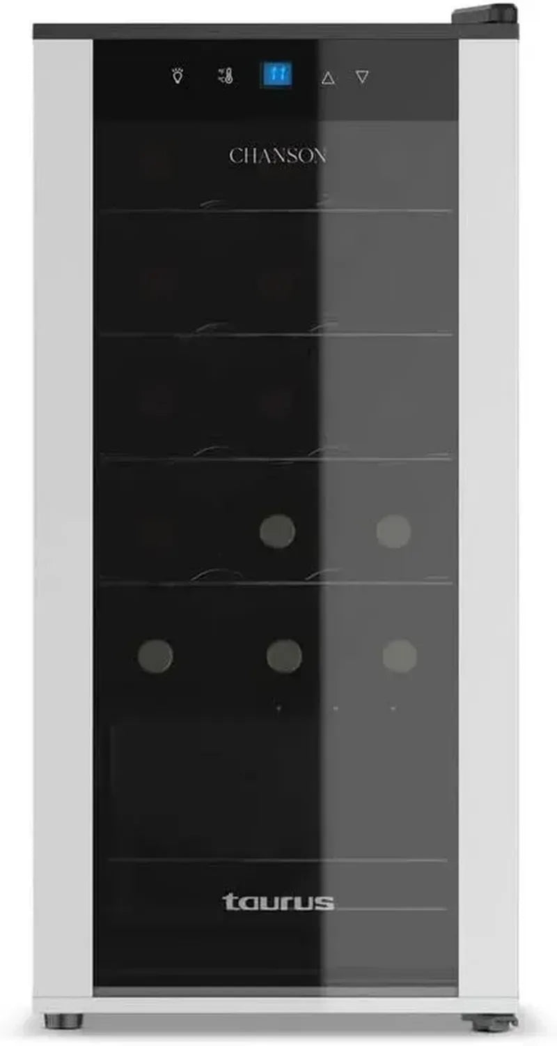 Cave à Vin Silencieuse 18 Bouteilles Taurus WC18C - Porte Vitrée, Température Ajustable, Éclairage LED