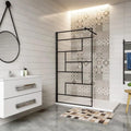 AICA Paroi de Douche Italienne 120x200cm, Verre Anticalcaire 8mm, Style Moderne, Barre de Fixation Noire 90cm
