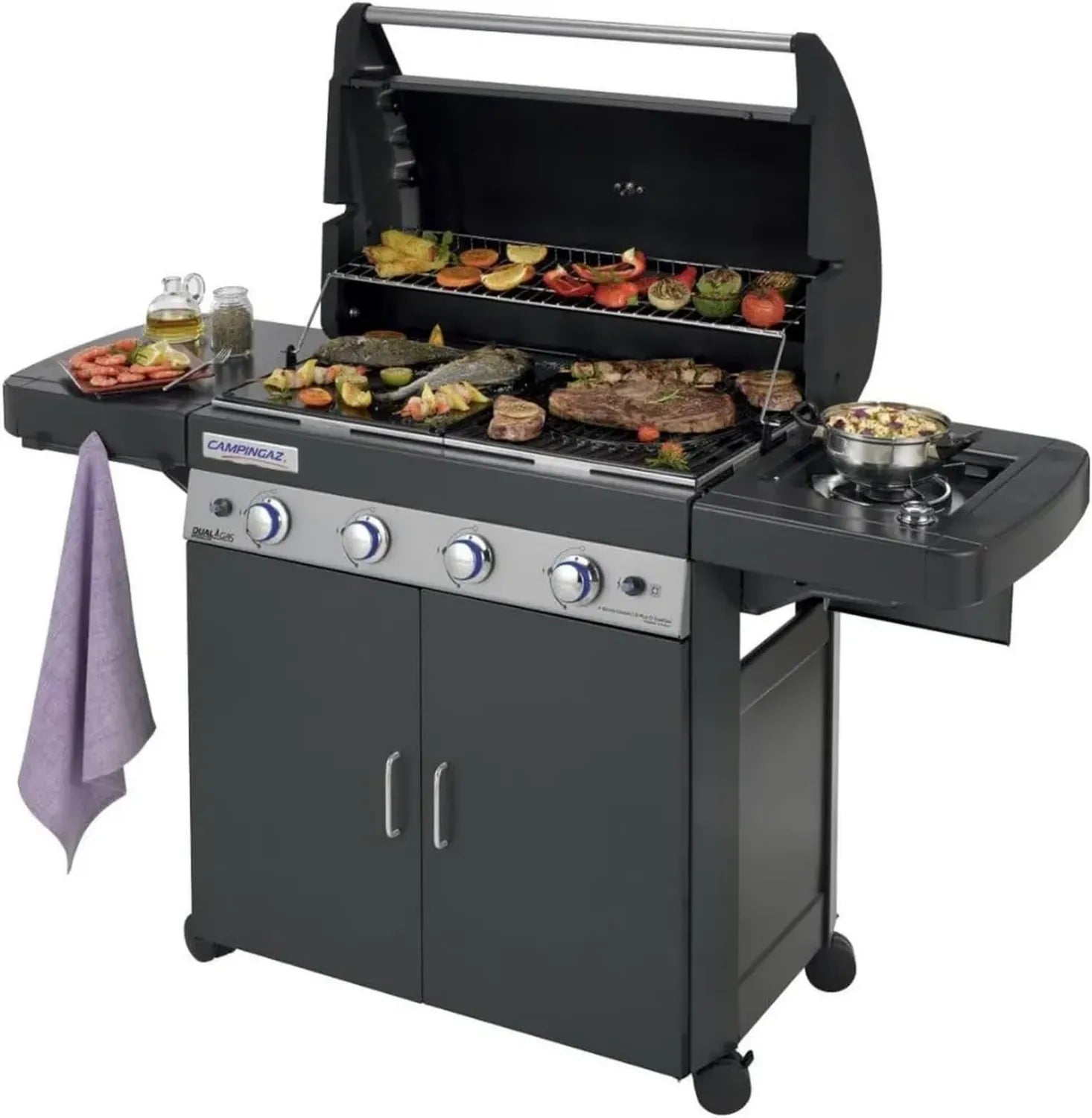 Barbecue à gaz Campingaz 4 Series LS Plus, 4 brûleurs inox et plancha