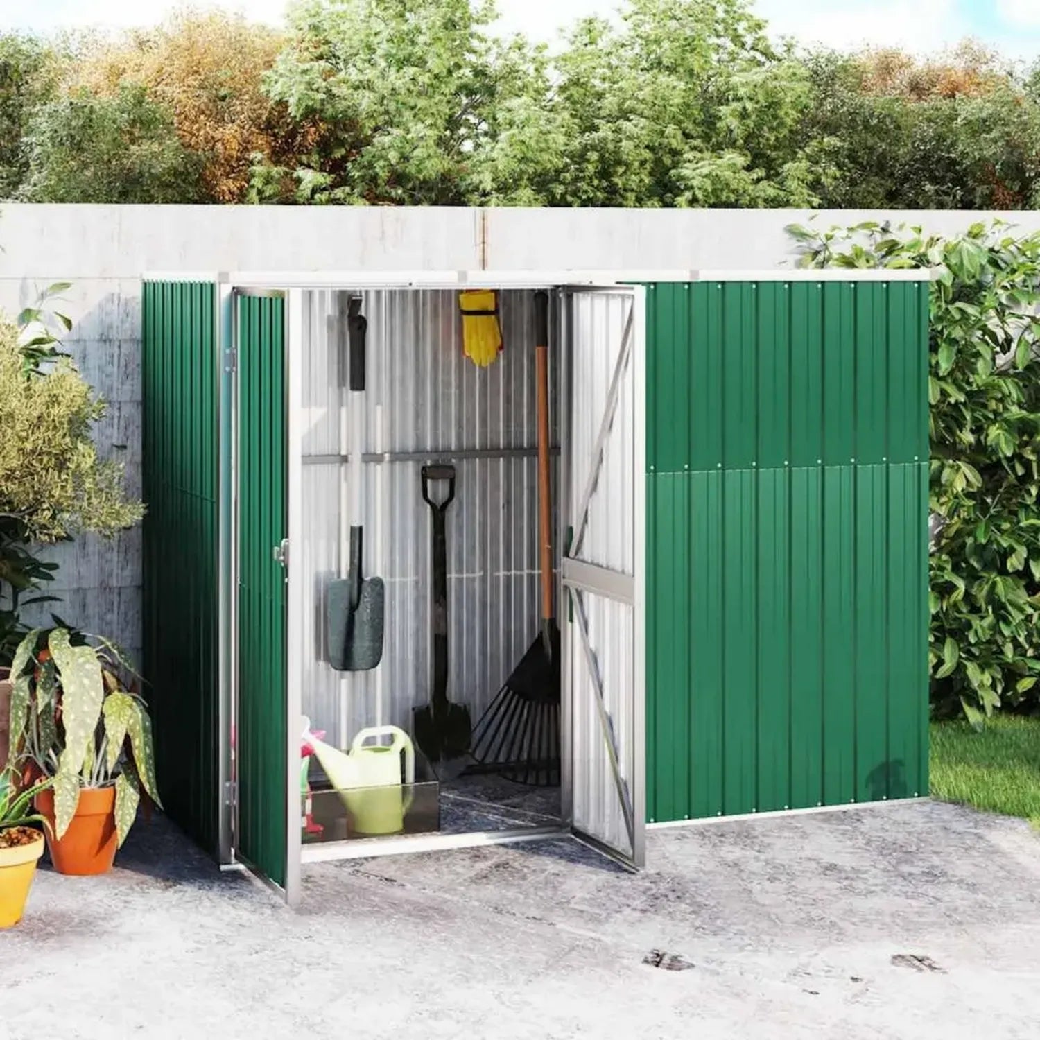 Abri de Jardin en Acier Galvanisé Vert 225x89x161 cm